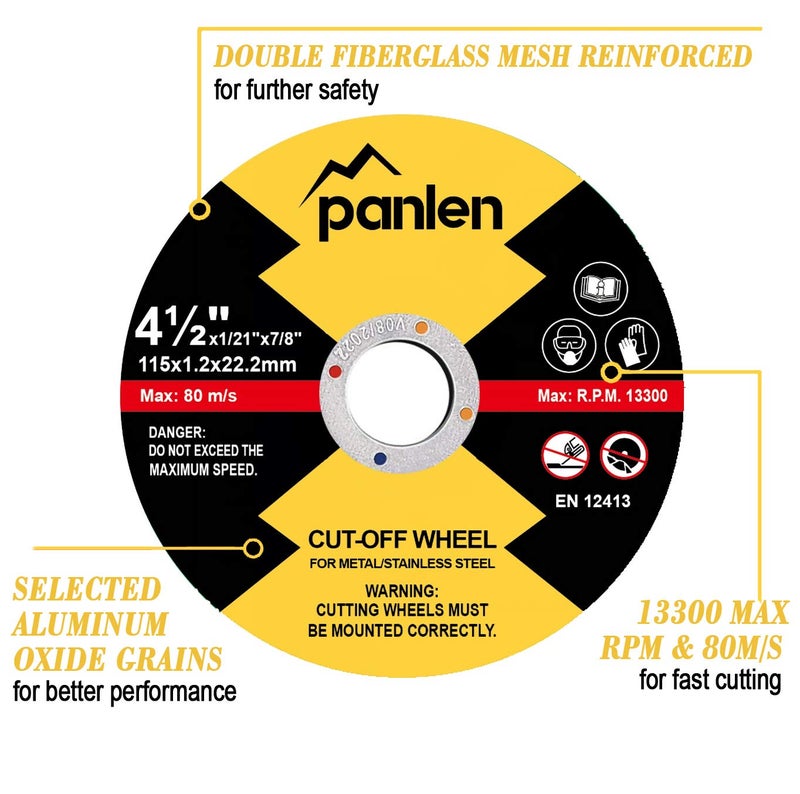 Panlen 10 Pack Cutting Wheel 4 1/2 Metal Stainless Steel Cut Off Disk,Thin Cutting Blade for Angle Grinder - Image 2